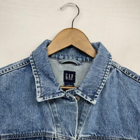 Vintage Gap Denim Jacket Women's Large Blue Trucker Pockets Western Cowgirl 90s - Picture 4 of 10